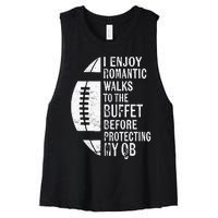 I Enjoy Romantic Walks Protecting My Qb Offensive Lineman Women's Racerback Cropped Tank