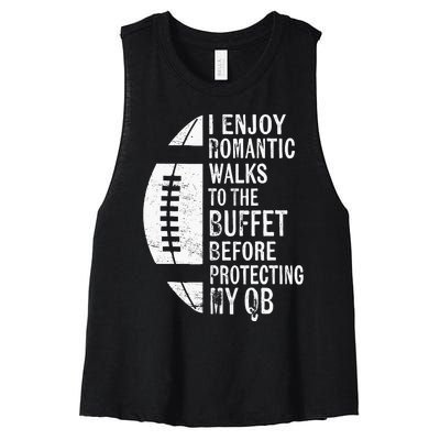 I Enjoy Romantic Walks Protecting My Qb Offensive Lineman Women's Racerback Cropped Tank