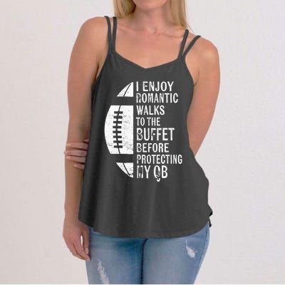 I Enjoy Romantic Walks Protecting My Qb Offensive Lineman Women's Strappy Tank