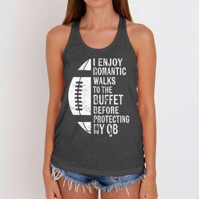 I Enjoy Romantic Walks Protecting My Qb Offensive Lineman Women's Knotted Racerback Tank