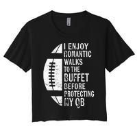 I Enjoy Romantic Walks Protecting My Qb Offensive Lineman Women's Crop Top Tee