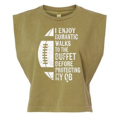 I Enjoy Romantic Walks Protecting My Qb Offensive Lineman Garment-Dyed Women's Muscle Tee