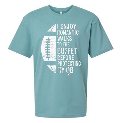 I Enjoy Romantic Walks Protecting My Qb Offensive Lineman Sueded Cloud Jersey T-Shirt