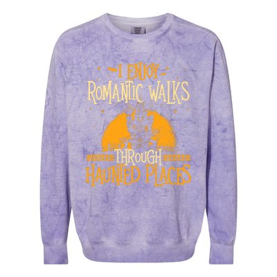 I Enjoy Romantic Walks Through Haunted Places Ghost Hunter Colorblast Crewneck Sweatshirt