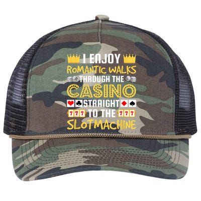 I Enjoy Romantic Walks Through The Casino Retro Rope Trucker Hat Cap