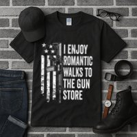 I Enjoy Romantic Walks To The Gun Store Pro Gun Owner Rights Tall T-Shirt