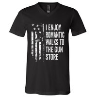 I Enjoy Romantic Walks To The Gun Store Pro Gun Owner Rights V-Neck T-Shirt