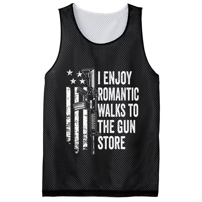 I Enjoy Romantic Walks To The Gun Store Pro Gun Owner Rights Mesh Reversible Basketball Jersey Tank