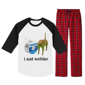 I Eat Solder Cursed Cat Meme Funny Costume Raglan Sleeve Pajama Set