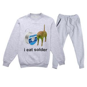 I Eat Solder Cursed Cat Meme Funny Costume Premium Crewneck Sweatsuit Set