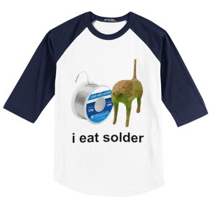 I Eat Solder Cursed Cat Meme Funny Costume Baseball Sleeve Shirt