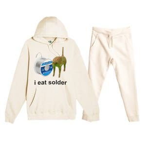 I Eat Solder Cursed Cat Meme Funny Costume Premium Hooded Sweatsuit Set