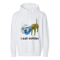 I Eat Solder Cursed Cat Meme Funny Costume Garment-Dyed Fleece Hoodie