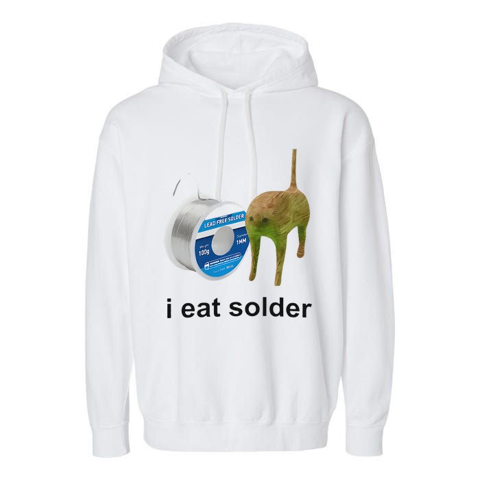 I Eat Solder Cursed Cat Meme Funny Costume Garment-Dyed Fleece Hoodie