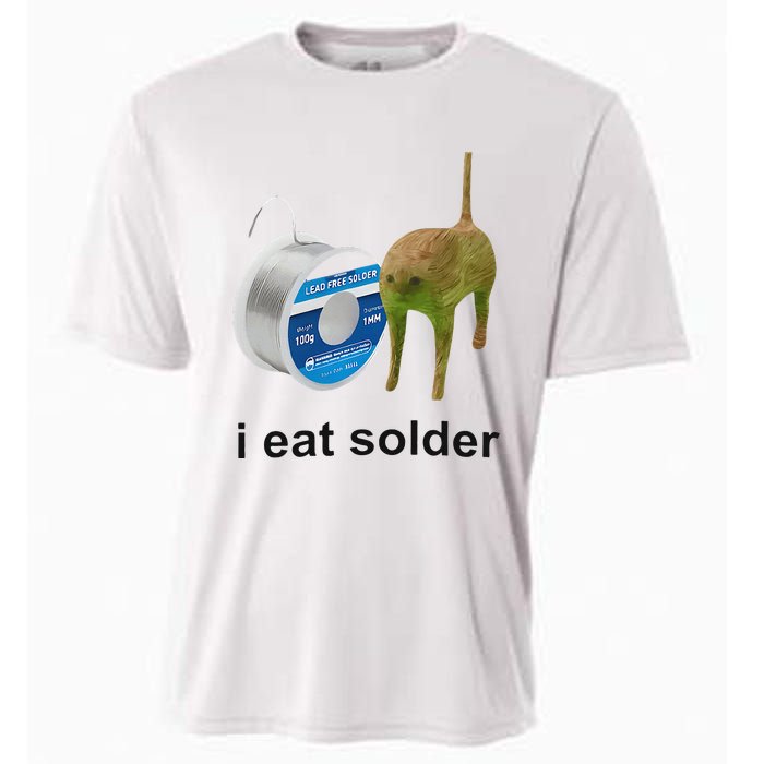 I Eat Solder Cursed Cat Meme Funny Costume Cooling Performance Crew T-Shirt