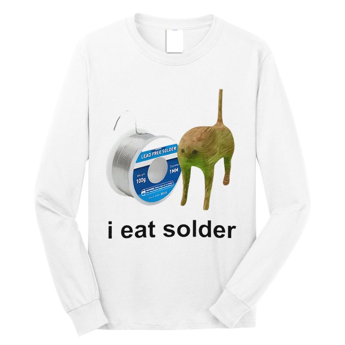 I Eat Solder Cursed Cat Meme Funny Costume Long Sleeve Shirt