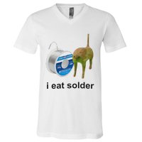 I Eat Solder Cursed Cat Meme Funny Costume V-Neck T-Shirt