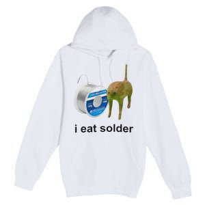 I Eat Solder Cursed Cat Meme Funny Costume Premium Pullover Hoodie