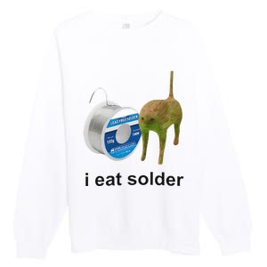 I Eat Solder Cursed Cat Meme Funny Costume Premium Crewneck Sweatshirt