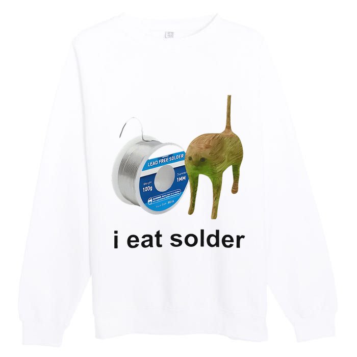 I Eat Solder Cursed Cat Meme Funny Costume Premium Crewneck Sweatshirt