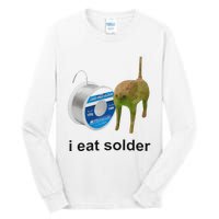 I Eat Solder Cursed Cat Meme Funny Costume Tall Long Sleeve T-Shirt