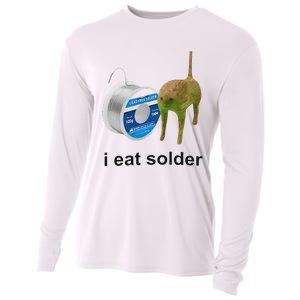 I Eat Solder Cursed Cat Meme Funny Costume Cooling Performance Long Sleeve Crew