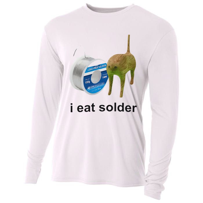 I Eat Solder Cursed Cat Meme Funny Costume Cooling Performance Long Sleeve Crew