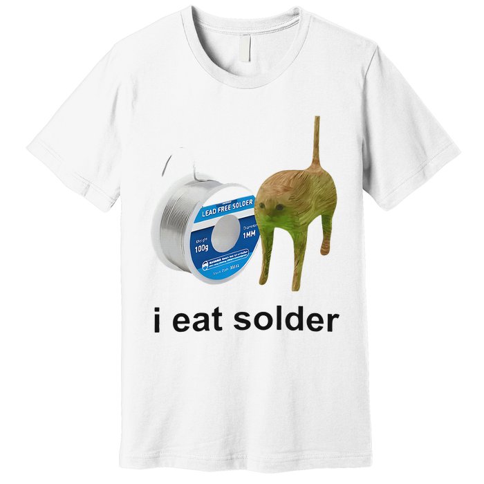 I Eat Solder Cursed Cat Meme Funny Costume Premium T-Shirt