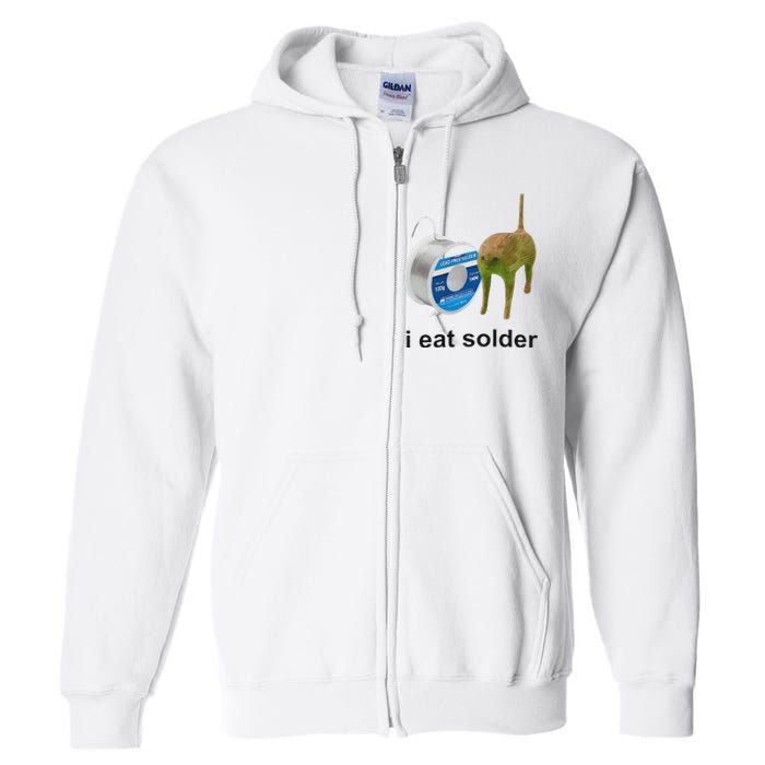 I Eat Solder Cursed Cat Meme Funny Costume Full Zip Hoodie