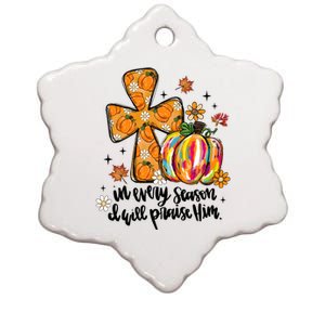 In Every Season I Will Praise Him Christian Pumpkin Ceramic Star Ornament