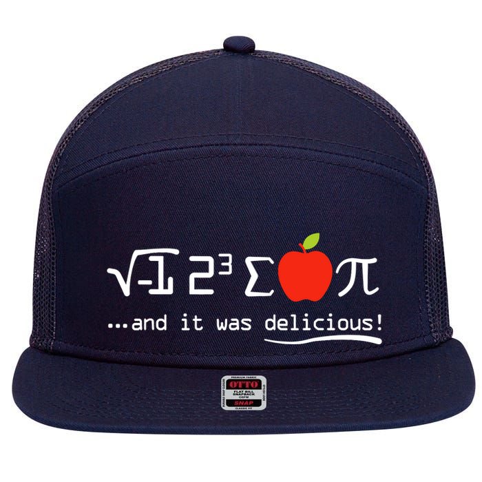 I Eight Sum Pi I Ate Some Pie And It Was Delicious Pi Day 7 Panel Mesh Trucker Snapback Hat