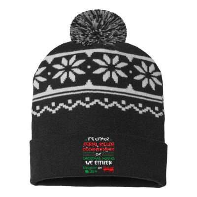 ItS Either Serial Killer Documentaries Or Christmas Movies USA-Made Snowflake Beanie