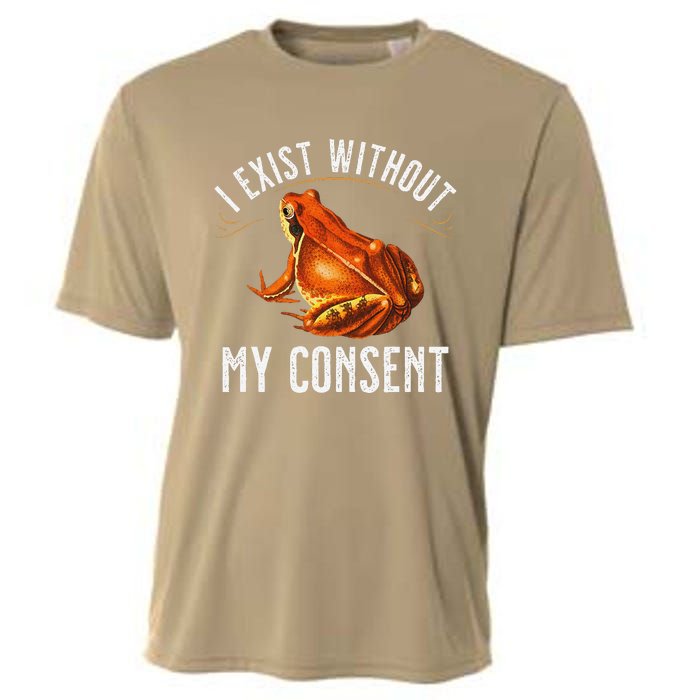 I Exist Without My Consent Funny Frog Saying Meme(1) Cooling Performance Crew T-Shirt