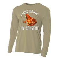 I Exist Without My Consent Funny Frog Saying Meme(1) Cooling Performance Long Sleeve Crew