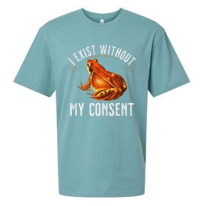 I Exist Without My Consent Funny Frog Saying Meme(1) Sueded Cloud Jersey T-Shirt