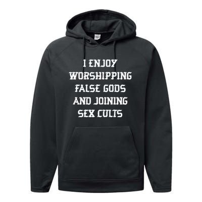 I Enjoy Worshing False Gods And Joining Sex Cults Performance Fleece Hoodie