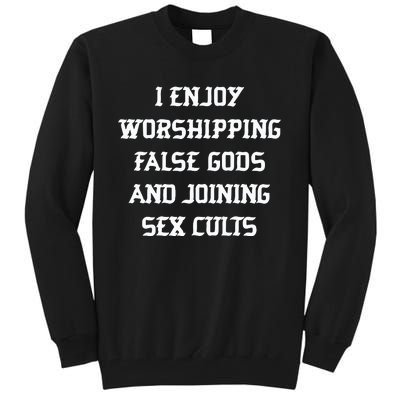 I Enjoy Worshing False Gods And Joining Sex Cults Tall Sweatshirt