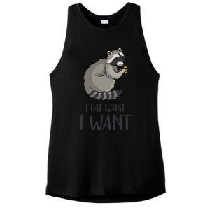 I Eat What I Want Cute Raccoon Lovers Funny Gift Ladies PosiCharge Tri-Blend Wicking Tank