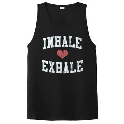 Inhale Exhale With A Heart And Distressed Vintage Look Gift PosiCharge Competitor Tank