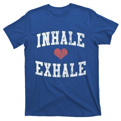 Inhale Exhale With A Heart And Distressed Vintage Look Gift T-Shirt