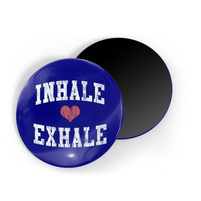 Inhale Exhale With A Heart And Distressed Vintage Look Gift Magnet