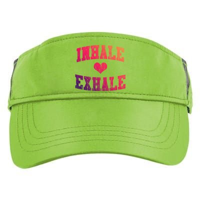 Inhale Exhale With A Heart And Distressed Vintage Look Gift Adult Drive Performance Visor