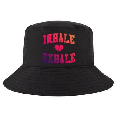 Inhale Exhale With A Heart And Distressed Vintage Look Gift Cool Comfort Performance Bucket Hat