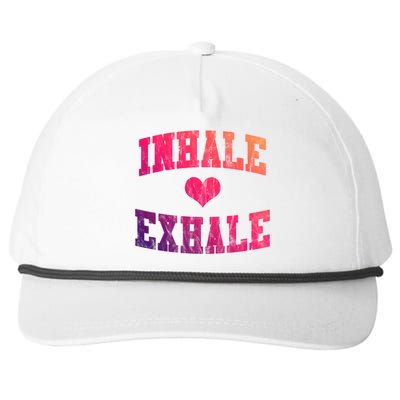 Inhale Exhale With A Heart And Distressed Vintage Look Gift Snapback Five-Panel Rope Hat