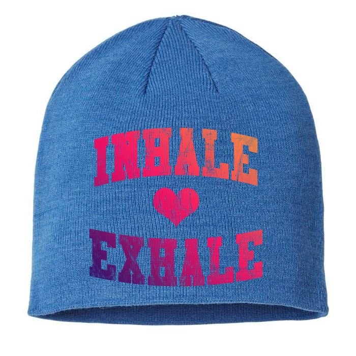 Inhale Exhale With A Heart And Distressed Vintage Look Gift Sustainable Beanie