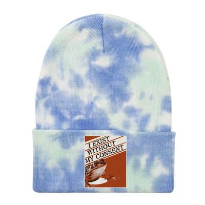 I Exist Without My Consent Frog Tie Dye 12in Knit Beanie