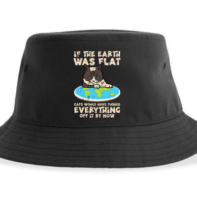 If Earth Was Flat Cat Pushed Everything Sustainable Bucket Hat
