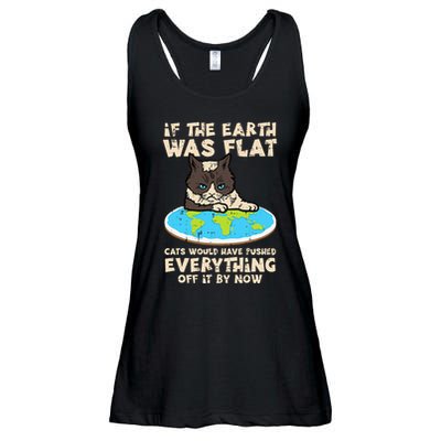 If Earth Was Flat Cat Pushed Everything Ladies Essential Flowy Tank
