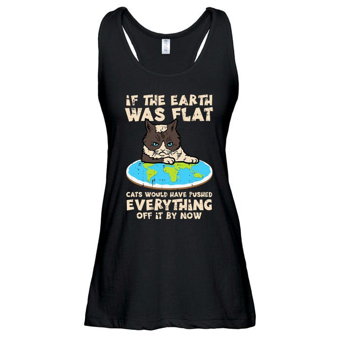 If Earth Was Flat Cat Pushed Everything Ladies Essential Flowy Tank