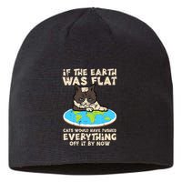 If Earth Was Flat Cat Pushed Everything Sustainable Beanie